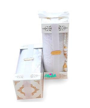Praying Mat & Tasbeeh Gift Set - White