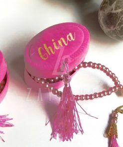 Pearl Tasbeeh With Personalized Case - Dark Pink