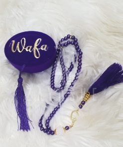 Pearl Tasbeeh With Personalized Case - Dark Purple
