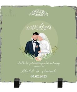 Rock Slate With Personalized Couple Names & Nikkah Date