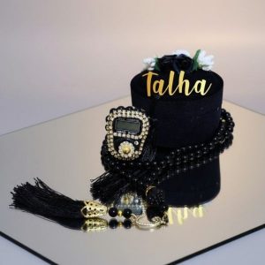 Personalized Floral Tasbeeh Box Set-Black