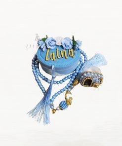Personalized Floral Tasbeeh Box Set-Blue