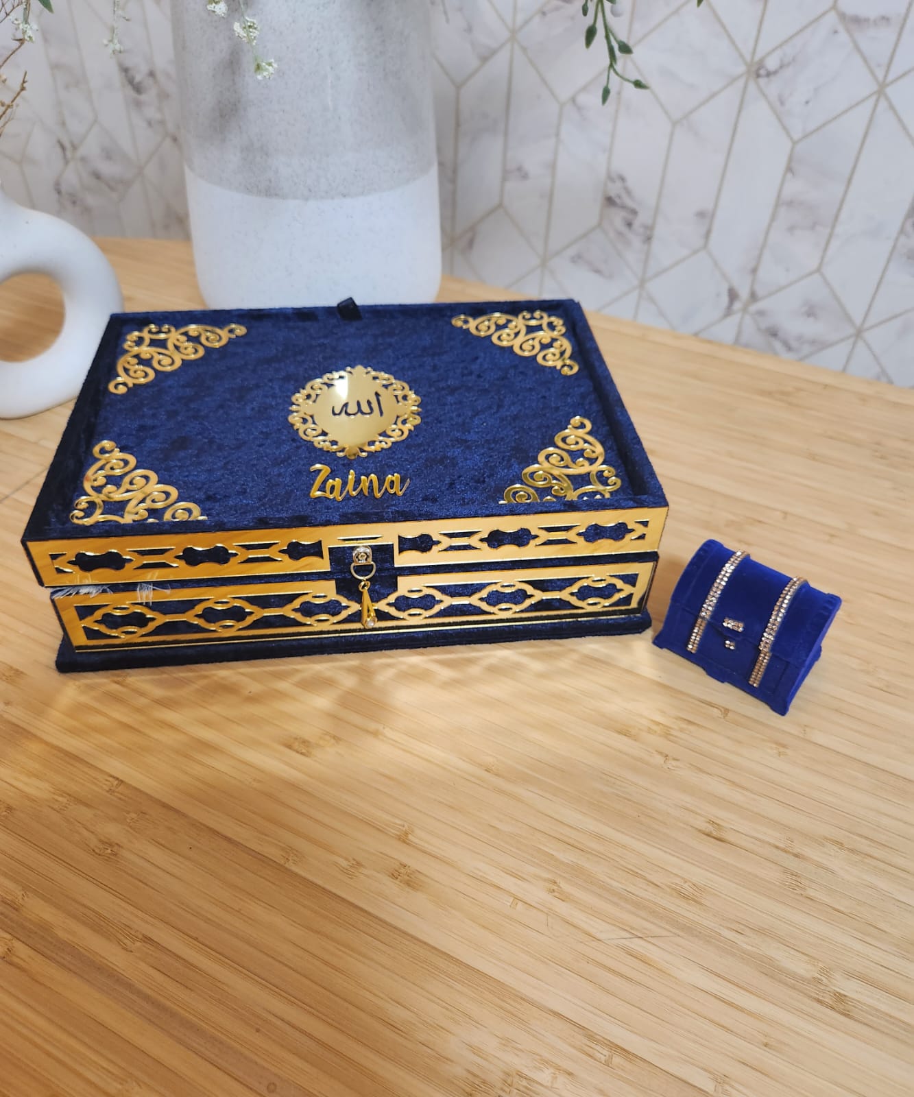 Exclusive Islamic Gift Set with Rainbow Quran For Her-Blue