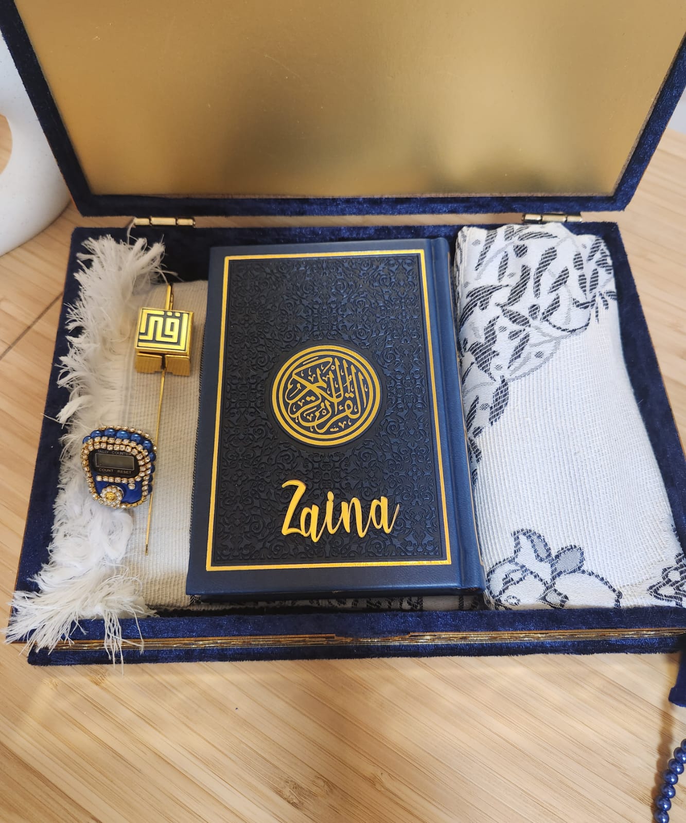 Exclusive Islamic Gift Set with Rainbow Quran For Her-Blue