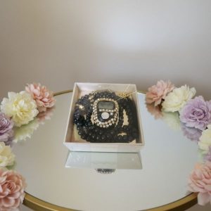 Digital Counter with Pearl Tasbeeh Gift Set-Black