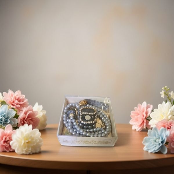 Digital Counter with Pearl Tasbeeh Gift Set -Grey Digital Counter with Pearl Tasbeeh Gift Set -Grey