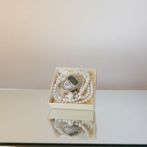 Digital Counter with Pearl Tasbeeh Gift Set-White