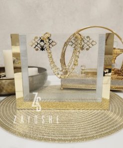 Transparent PVC Hamper Bag with Gold Border