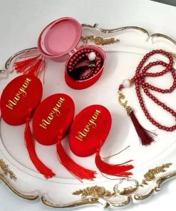 Personalized Velvet Pearl Prayer Tasbeeh-Red