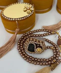 Personalized Velvet Tasbeeh Box Ramadan Favors-Brown