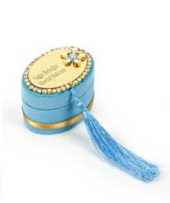 Personalized Velvet Tasbeeh Box Ramadan Favor Light Blue