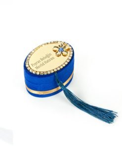 Personalized Velvet Tasbeeh Box Ramadan Favor Navy Blue