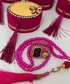 Personalized Velvet Tasbeeh Box Ramadan Favors-Pink