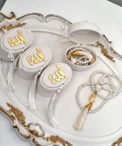 Velvet Box Pearl Prayer Beads Tasbeeh-White