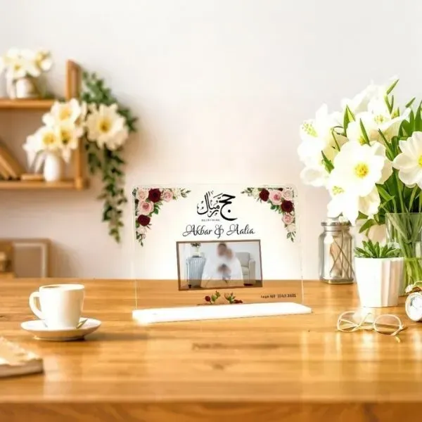 Couple Hajj Mubarak Acrylic Photo Frame
