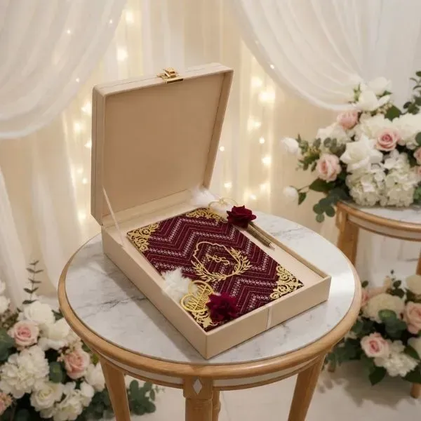 Elegant Nikkah Certificate with Customized Nikkah Pen-Red