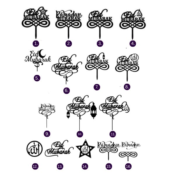 Acrylic Eid Mubarak Cake Topper