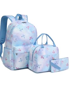 Blue Butterfly School Bag Set
