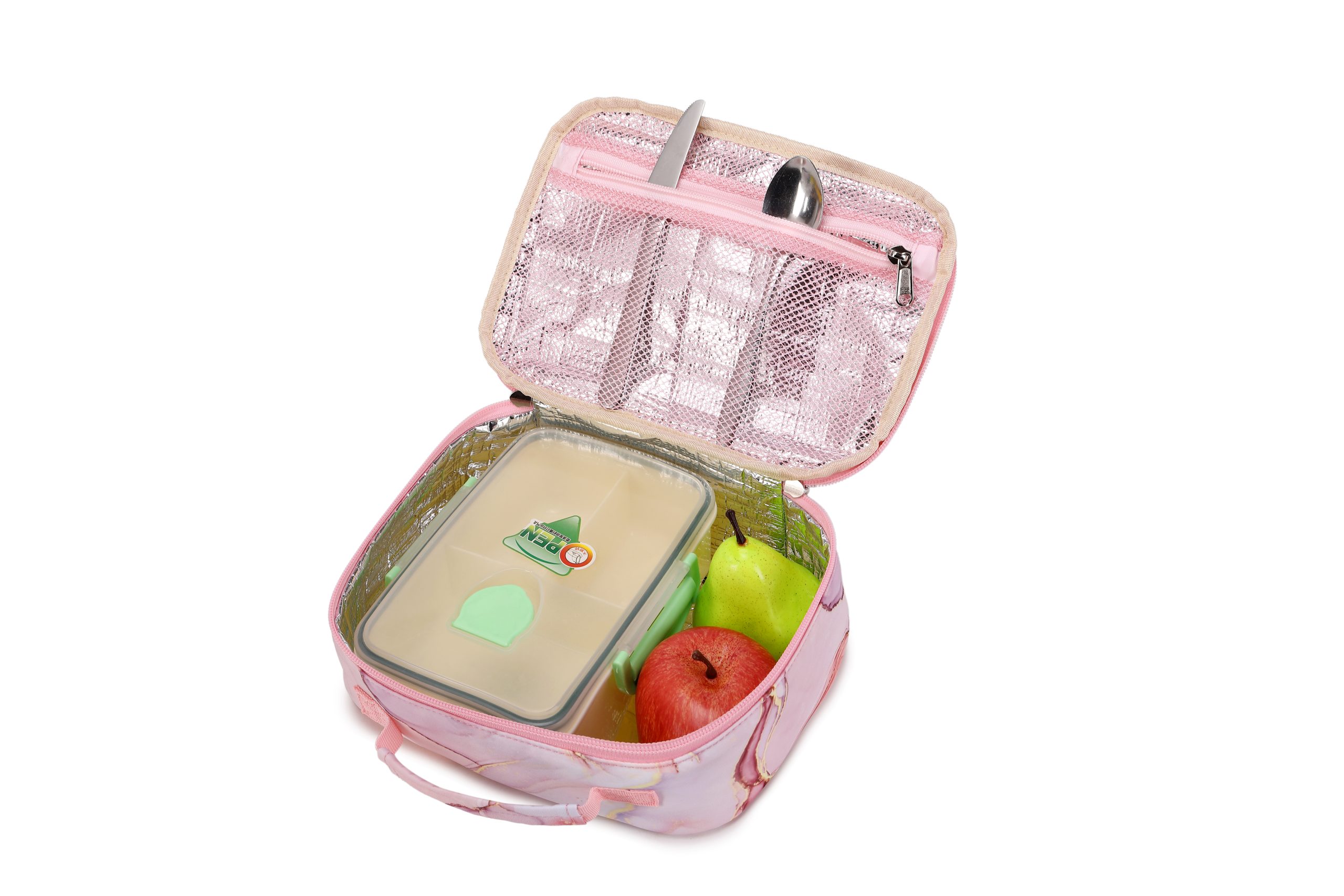 Pink Marble Scholl Bag Set