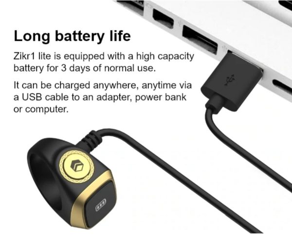 iQIBLA - Smart Tasbih Zikr Ring - Bright Gold