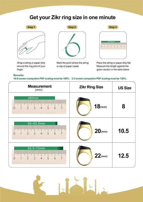 iQIBLA - Smart Tasbih Zikr Ring - Bright Gold