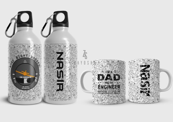 Aircraft Dad Engineer Water Bottle & Mug Set