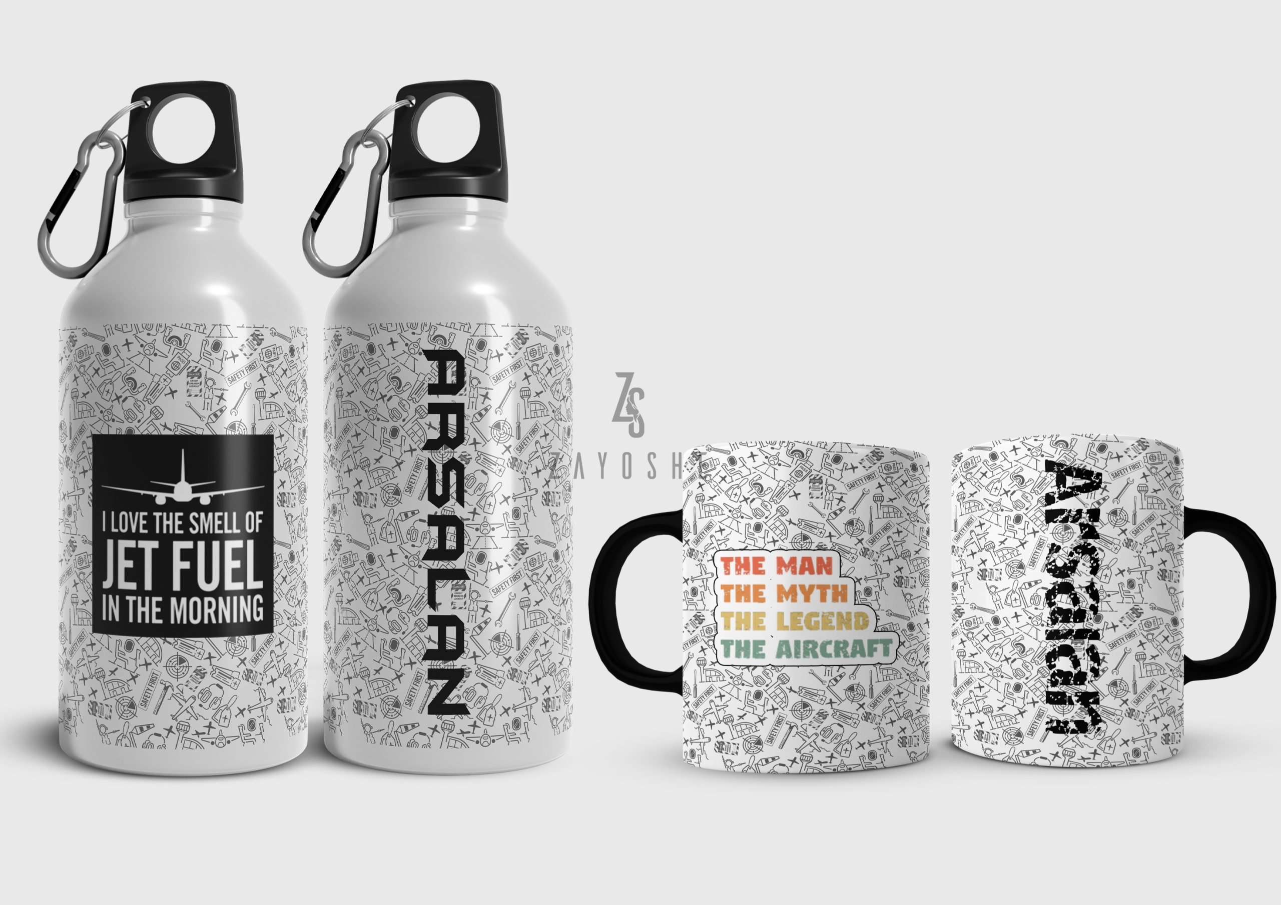 Jet Fuel Aircraft Engineer Bottle & Mug in Sharjah