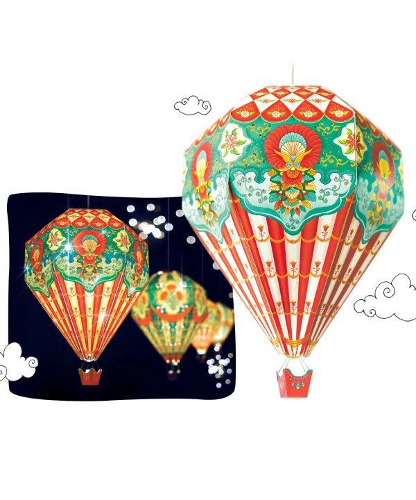 Big Hot Air Balloon Paper Lamp Shade: Red Design - DIY Paper Craft for Home Decoration