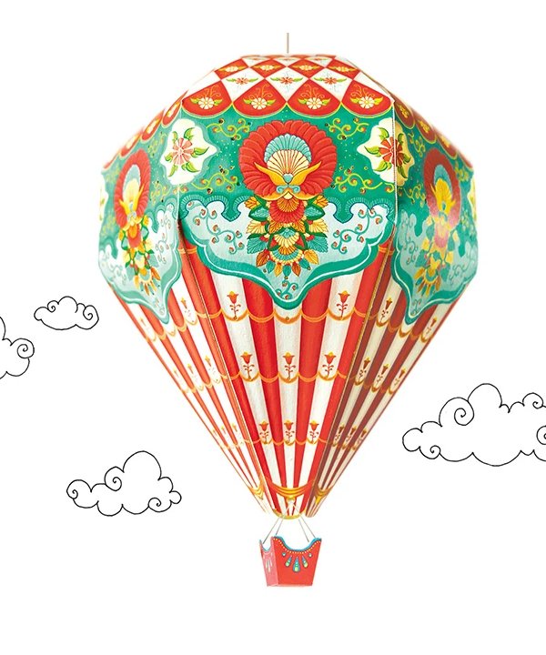 Big Hot Air Balloon Paper Lamp Shade: Red Design - DIY Paper Craft for Home Decoration