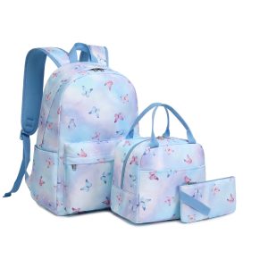 Blue Butterfly School Bag Set
