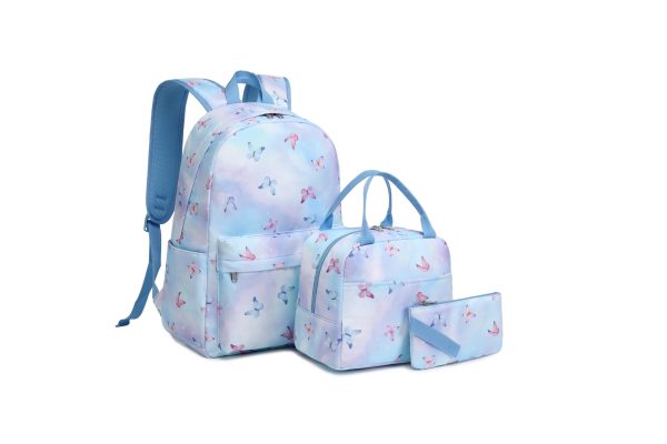 Blue Butterfly School Bag Set