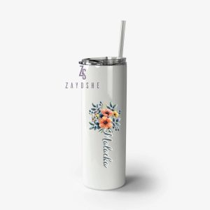 Custom Name Floral Slim Tumbler