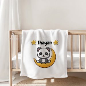 Custom Name Panda Baby Blanket Wrapper Sheet