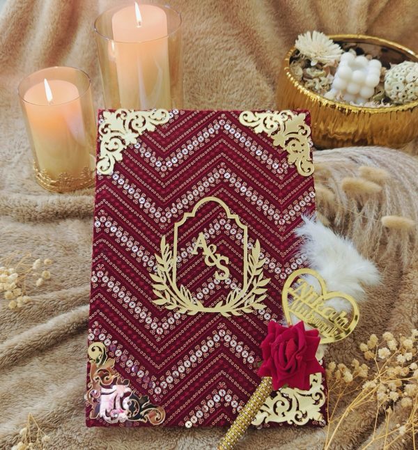 Elegant Nikkah Certificate with Customized Nikkah Pen-White