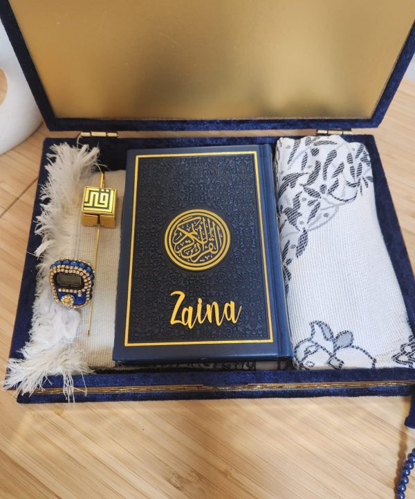 Exclusive Islamic Gift Set with Rainbow Quran For Her - Blue