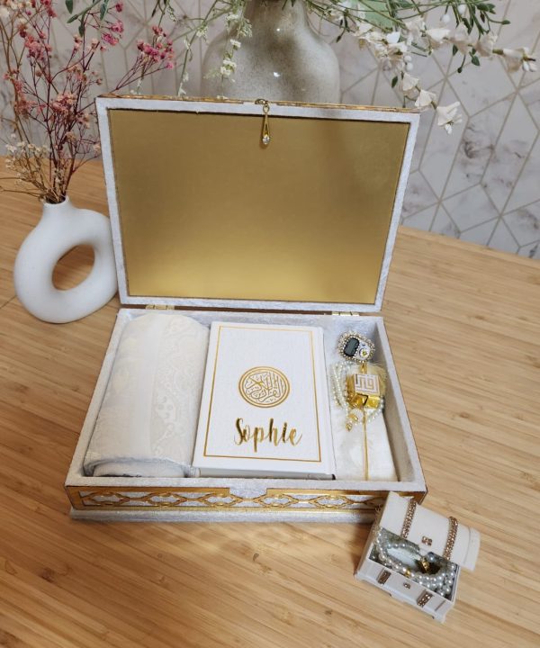 Exclusive Islamic Gift Set with Rainbow Quran For Her - White