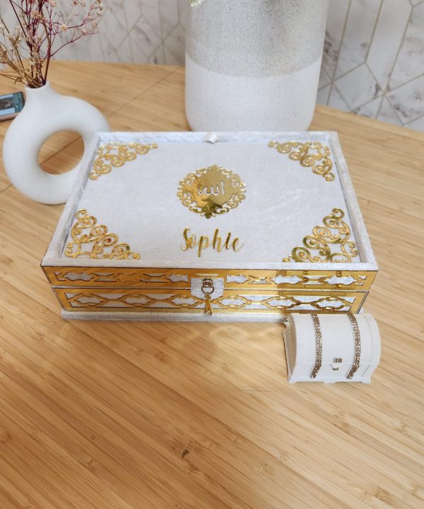 Exclusive Islamic Gift Set with Rainbow Quran For Her - White