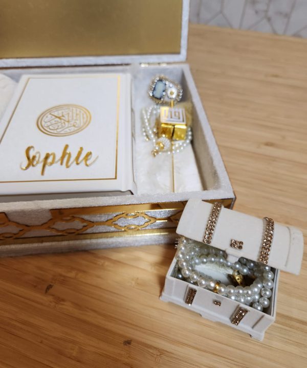 Exclusive Islamic Gift Set with Rainbow Quran For Her - White