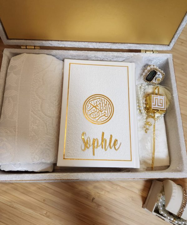 Exclusive Islamic Gift Set with Rainbow Quran For Her - White