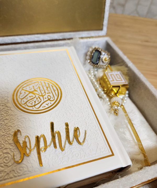 Exclusive Islamic Gift Set with Rainbow Quran For Her - White