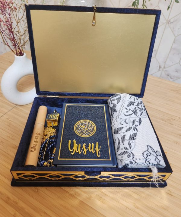 Exclusive Islamic Gift Set with Rainbow Quran For Him - Blue