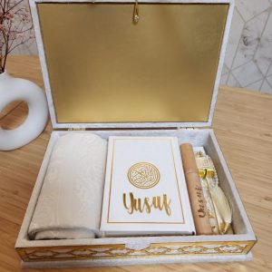 Exclusive Islamic Gift Set with Rainbow Quran For Him - White