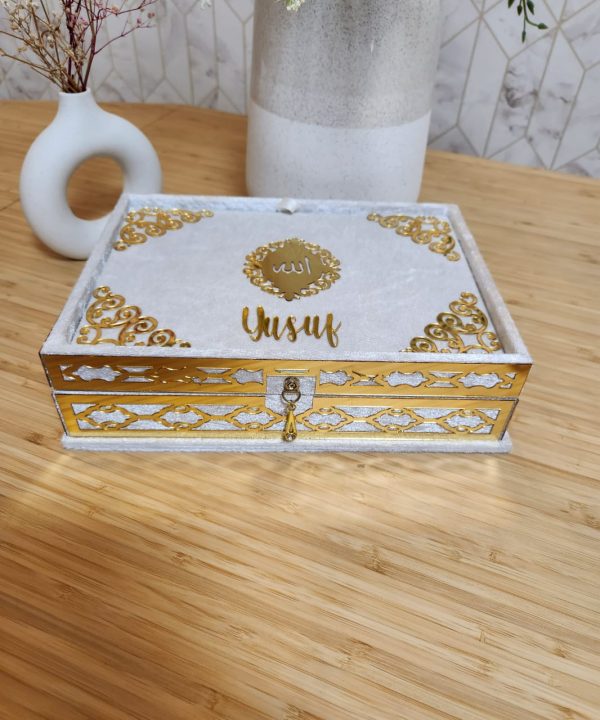 Exclusive Islamic Gift Set with Rainbow Quran For Him - White