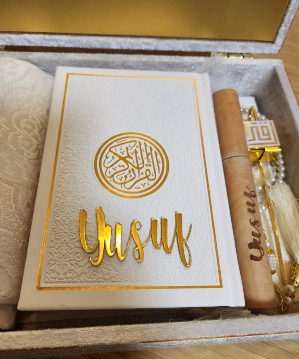 Exclusive Islamic Gift Set with Rainbow Quran For Him - White