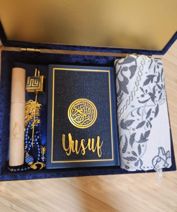 Exclusive Islamic Gift Set with Rainbow Quran For Him - Blue