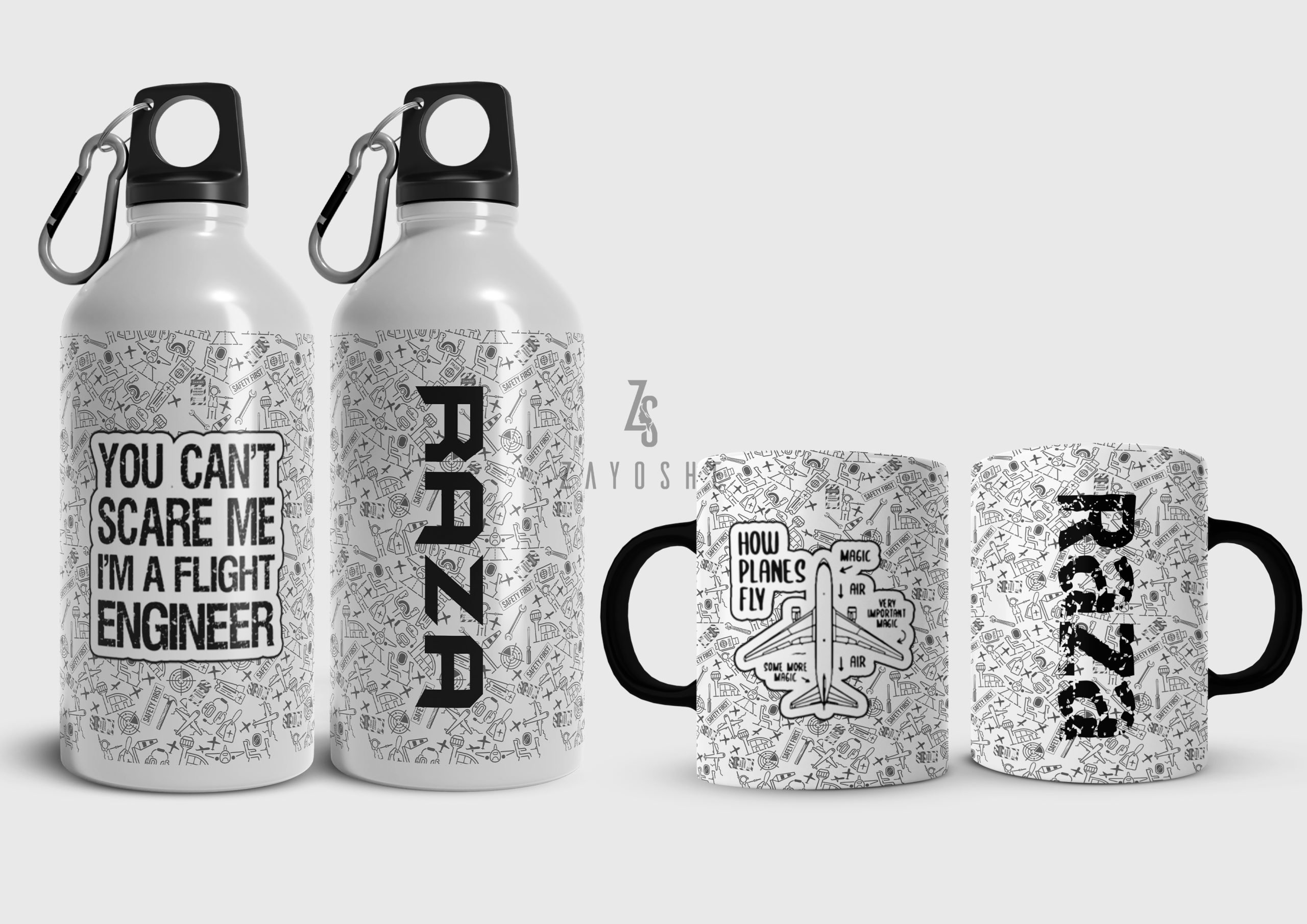 Flight Engineer Water Bottle & Mug Set - Drinkware gift from ZAYOSHE in Maleha Street, Sharjah, UAE