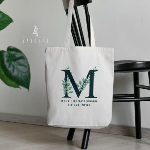 Floral Personalized Name Tote Bag