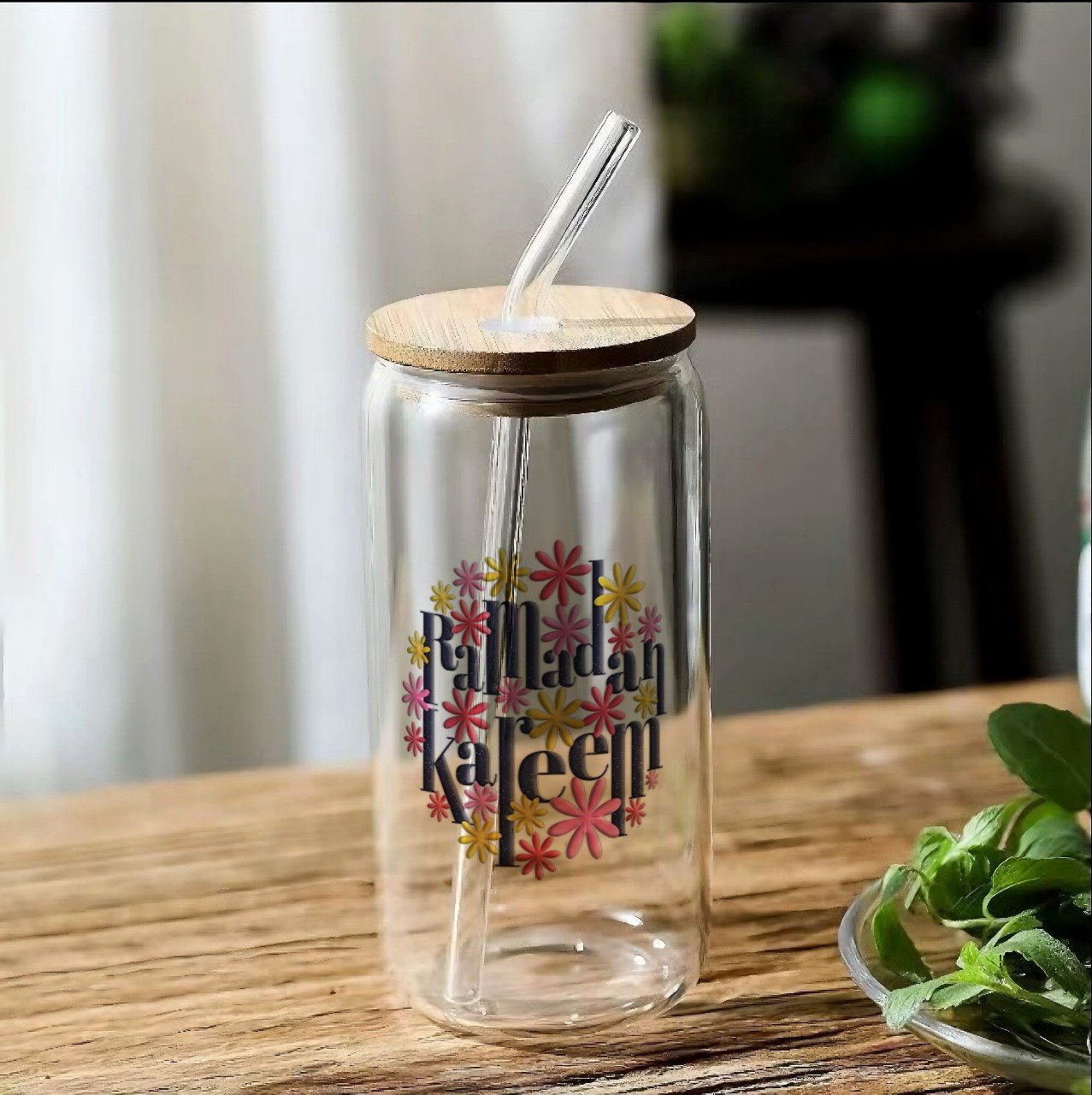 Floral Ramadan Kareem Glass Tumbler in Sharjah