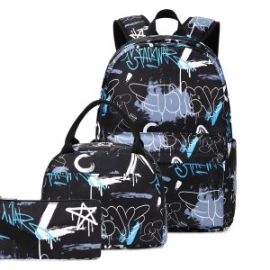 Graffiti Black School Bag Set