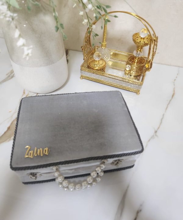 Grey-Velvet-Islamic-Gift-Set Grey Velvet Islamic Gift Set